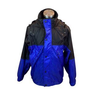 Stearns Waterproof Mens Large Dry Wear Hooded Jacket Black & Blue Nylon
